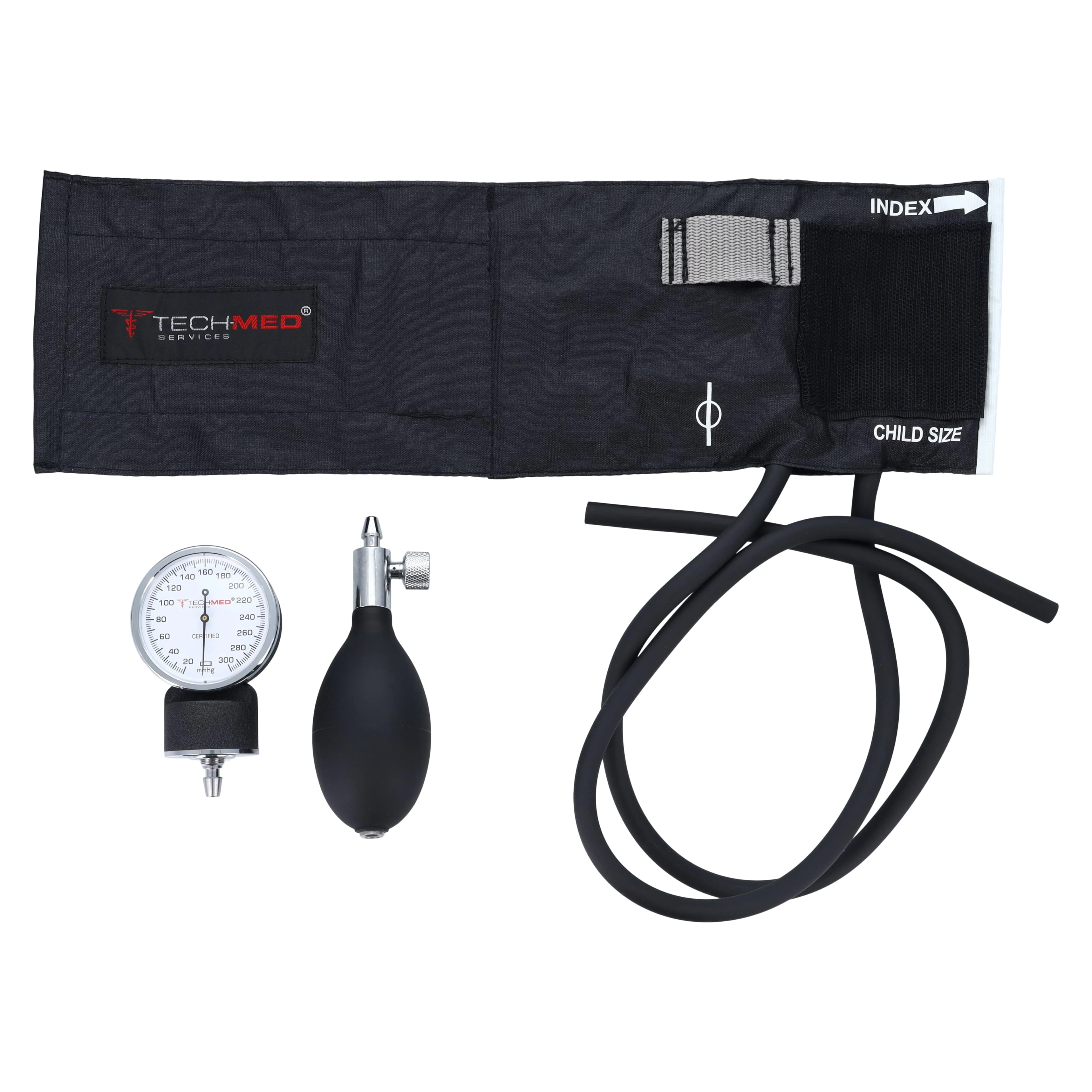 Tech-Med Deluxe Aneroid Sphygmomanometer, Child Size, Black Latex Cuff, Each thumbnail 3
