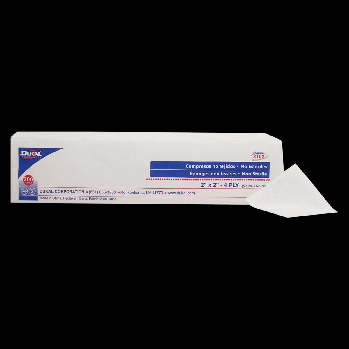 Dukal 2" x 2" 4-Ply Non-Woven Gauze Sponge, Non-Sterile, Latex-Free - Sponge Nonwoven 4Ply NS - Image 1
