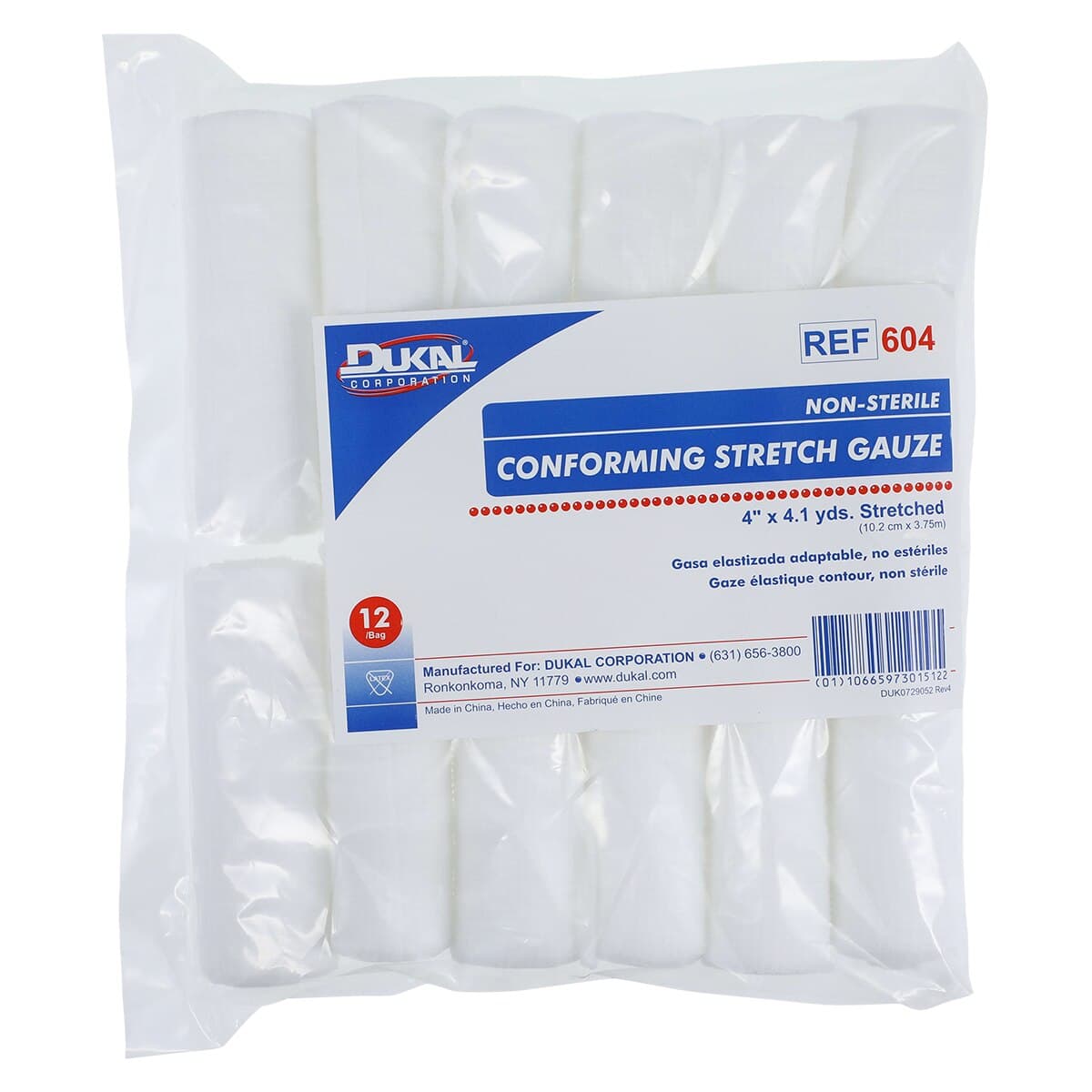 Dukal Conforming Bandage Gauze, 4" x 4.1 yd, Non-Sterile, 12/Bag thumbnail 2