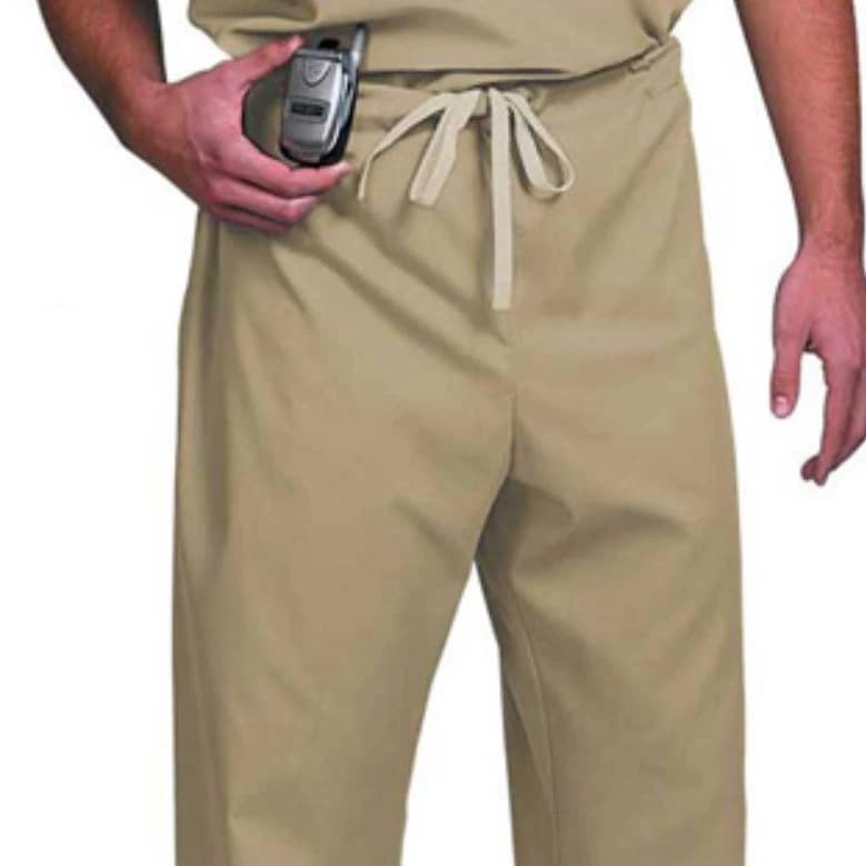 Fashion Seal Unisex Drawstring Scrub Pant, X-Small, Tan, 1 Pocket, 65% Polyester/35% Cotton, 78848 - Scrub Pant Unisex Drawstring - Image 1