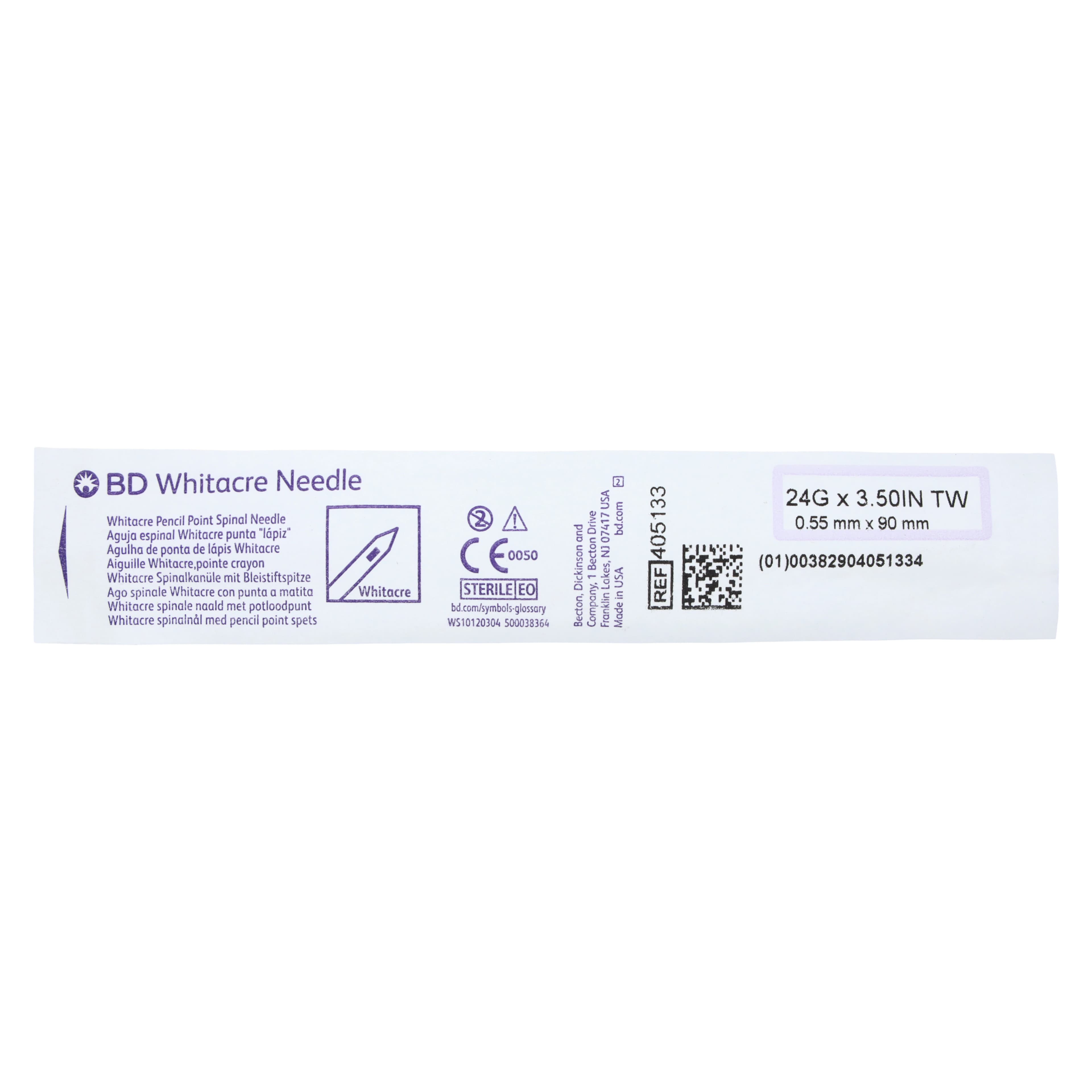 BD Whitacre Anesthesia Spinal Needle, 24G x 3.5", Sterile thumbnail 2