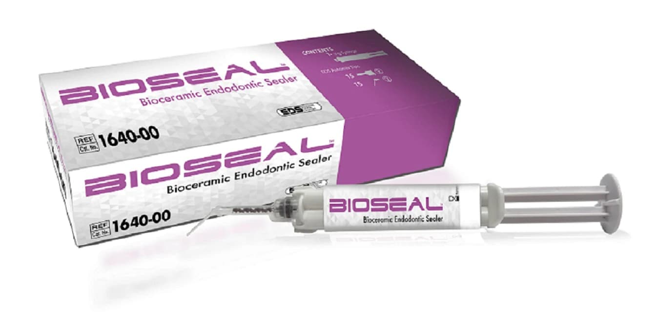 BioSeal Bioceramic Endodontic Sealer, 10g Automix Syringe with 15 Angled Endo Tips, 1640-00 - BioSeal Endodontic Sealer Automix Syringe 10g - Image 1