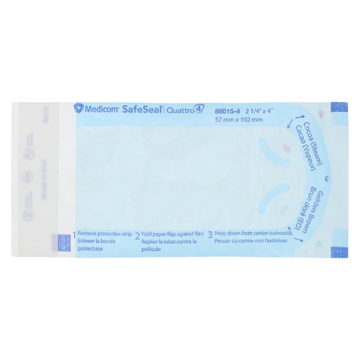 Medicom SafeSeal Quattro Self-Sealing Sterilization Pouches, 2.25" x 4", 200/Box, 88015-4 thumbnail 2