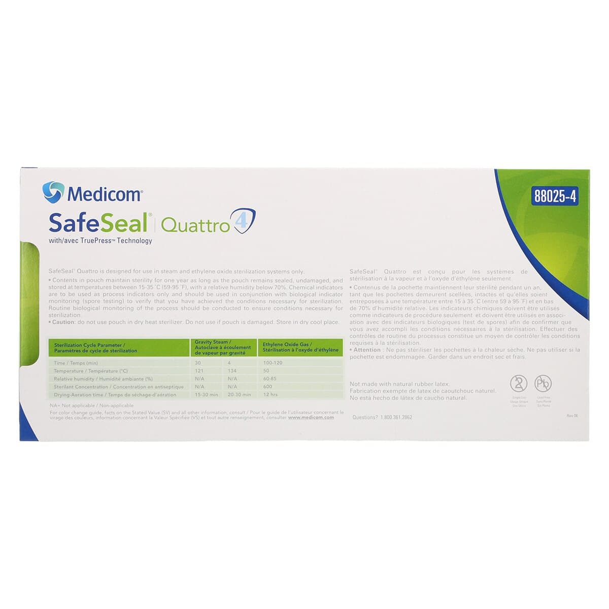 Medicom SafeSeal Quattro Self-Sealing Sterilization Pouches, 5.25" x 10", Blue Film/Paper, 200/Box, 88025-4 thumbnail 4