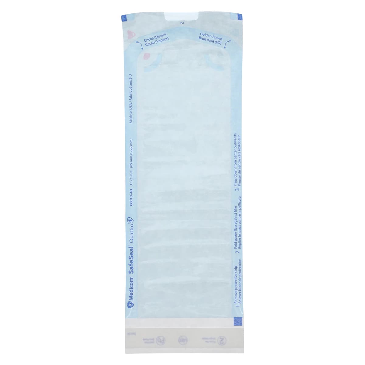 Medicom SafeSeal Quattro Self-Sealing Sterilization Pouches, 3.5" x 9", Blue Film, 500/Box, 88010-4B thumbnail 2