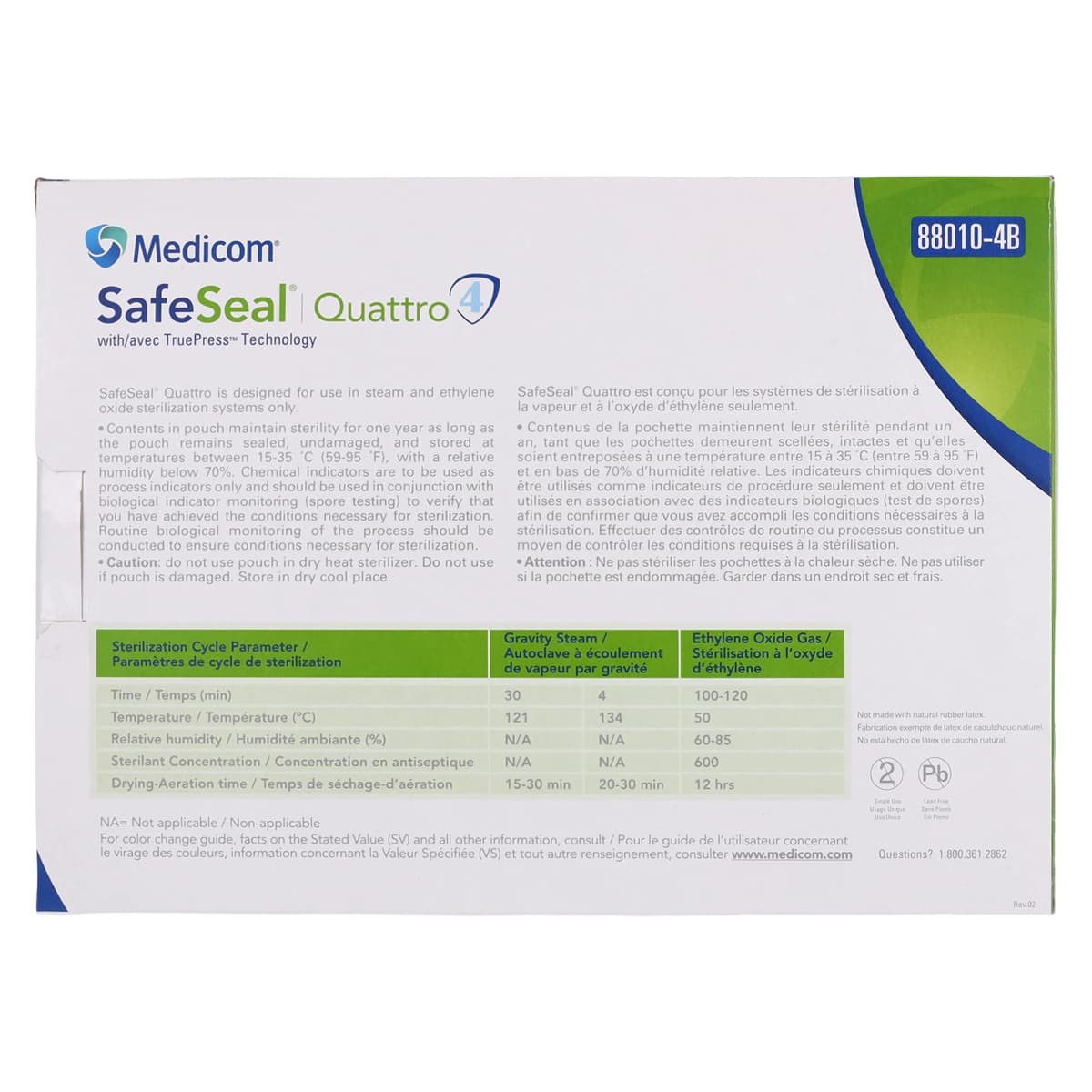 Medicom SafeSeal Quattro Self-Sealing Sterilization Pouches, 3.5" x 9", Blue Film, 500/Box, 88010-4B thumbnail 4