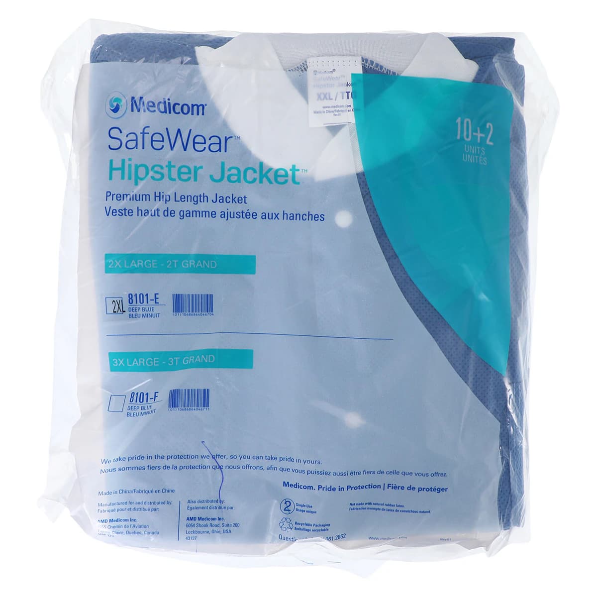 Medicom SafeWear Hipster Jacket, Deep Blue, 2X-Large, SMS Polypropylene, 12/Pack, 8101-E thumbnail 7