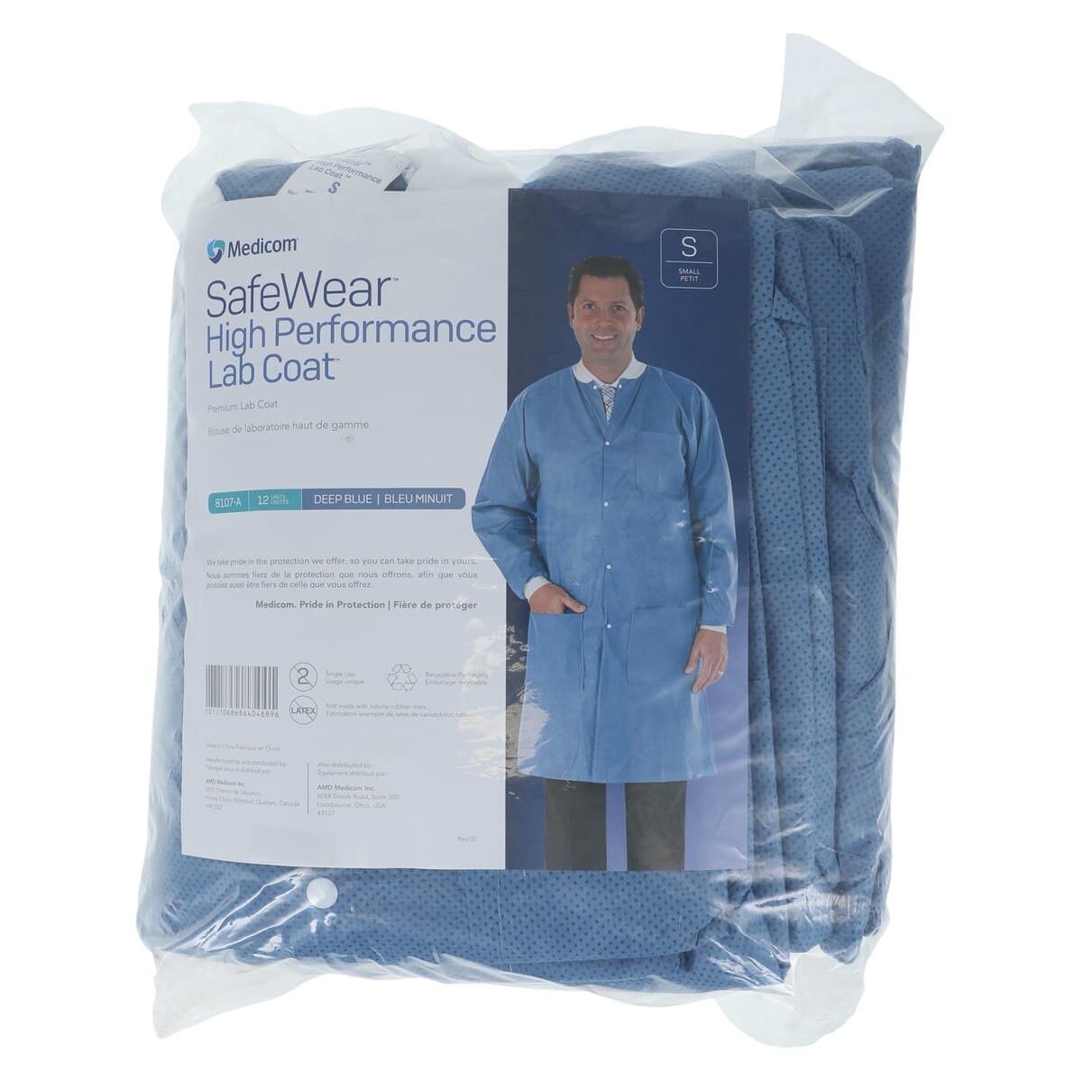Medicom SafeWear High Performance Lab Coat, Deep Blue, Small, 12/Pack, 8107-A thumbnail 7