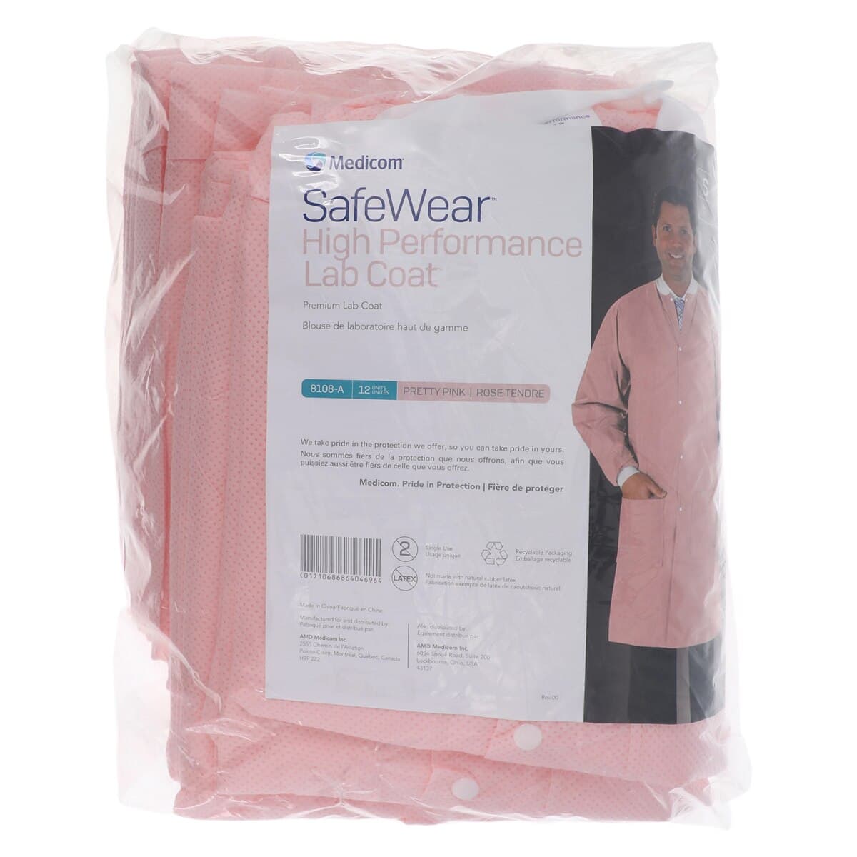 SafeWear High Performance Lab Coat, Pretty Pink, Small, 12/Pack, 8108-A thumbnail 7