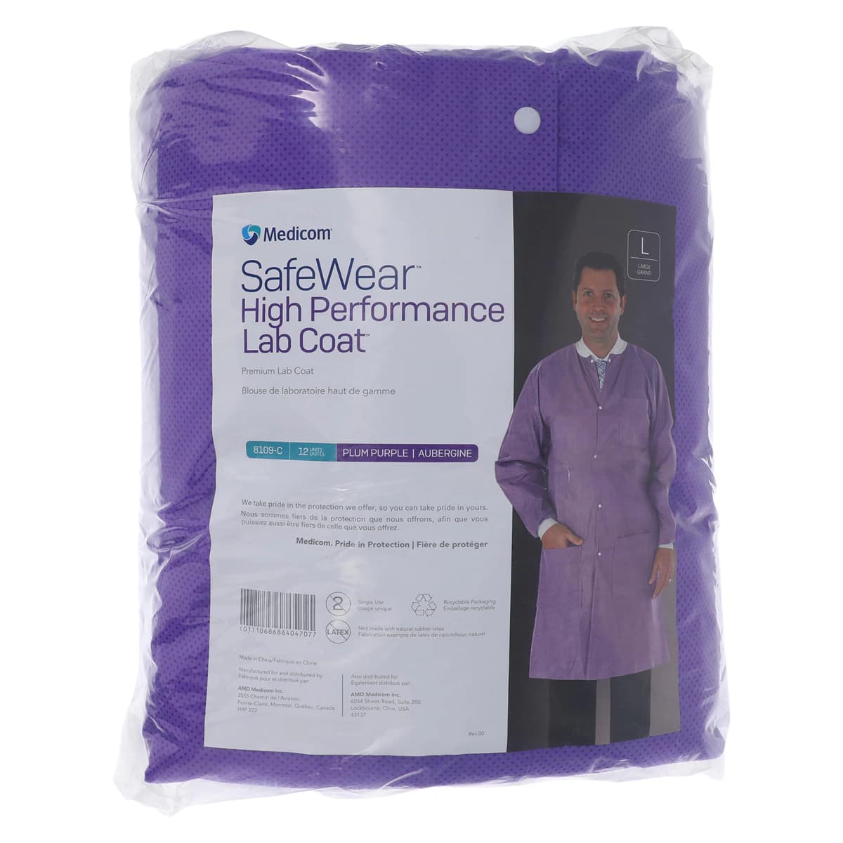 SafeWear Disposable High Performance Lab Coat, Large, Plum Purple, 12/Pk, 8109-C thumbnail 7