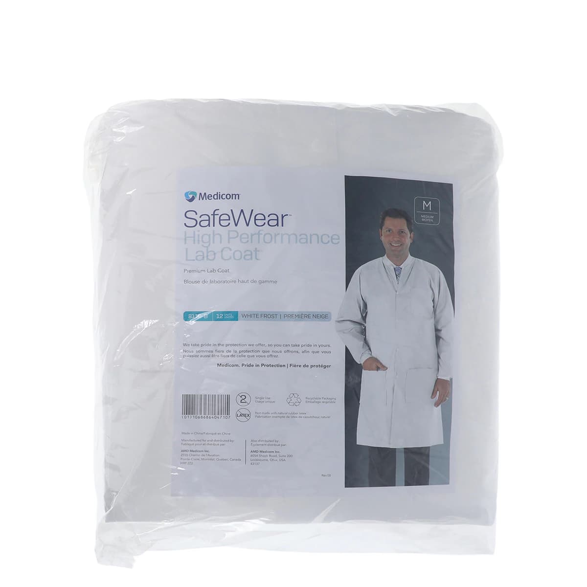 SafeWear High Performance Lab Coat, White Frost, Medium, 12/Bag, 8110-B thumbnail 7