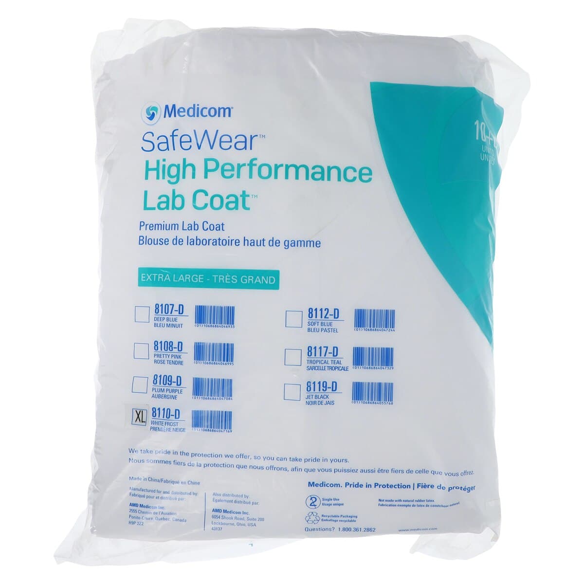 Medicom SafeWear High Performance Disposable Lab Coat, White Frost, X-Large, 12/Pack, 8110-D thumbnail 7