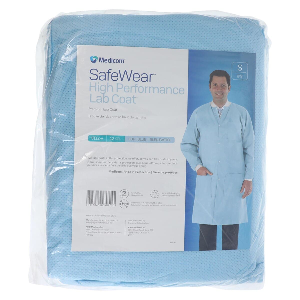 Medicom SafeWear High Performance Lab Coat, Soft Blue, Small, 12/Bag, 8112-A thumbnail 7