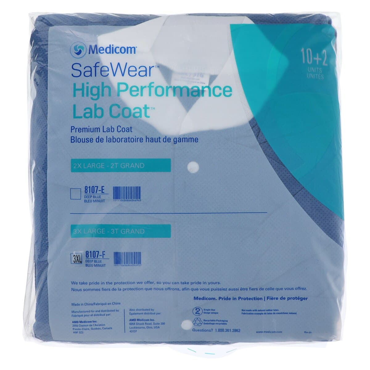 SafeWear High Performance Lab Coat, Deep Blue, 3XL, 12/Pkg, 8107-F thumbnail 7
