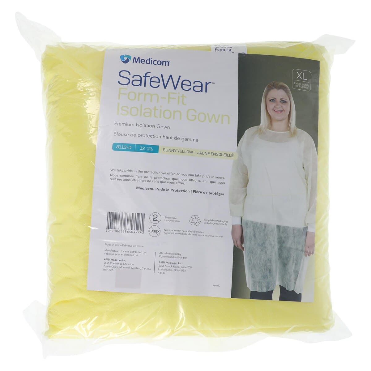 SafeWear Form-Fit Disposable Isolation Gown, Extra Large, Sunny Yellow, 12/Pk, 8113-D thumbnail 6