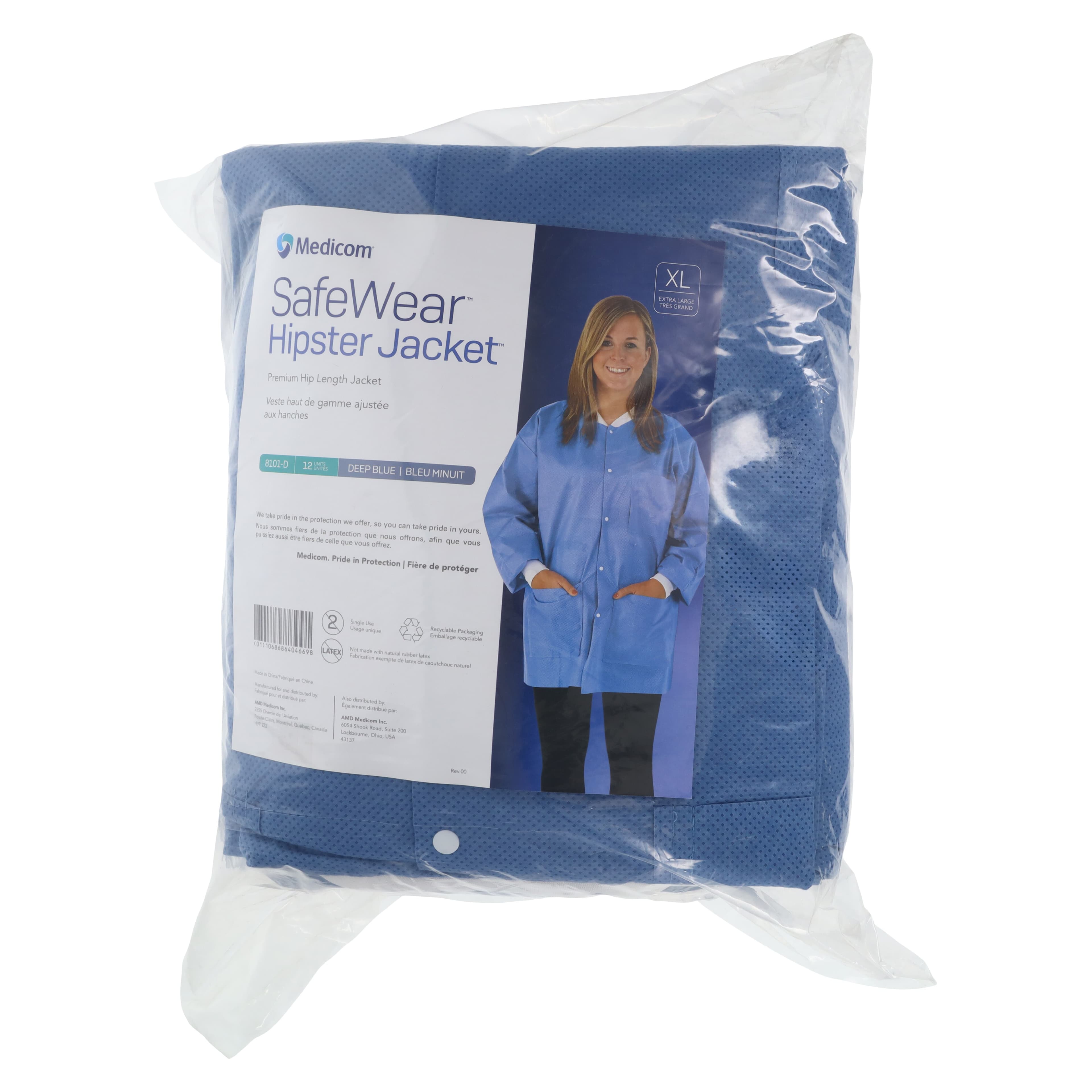 SafeWear Hipster Jacket, X-Large, Deep Blue, 45 g/m2 SMS, AAMI Level 2, 12/Pk, 8101-D thumbnail 7