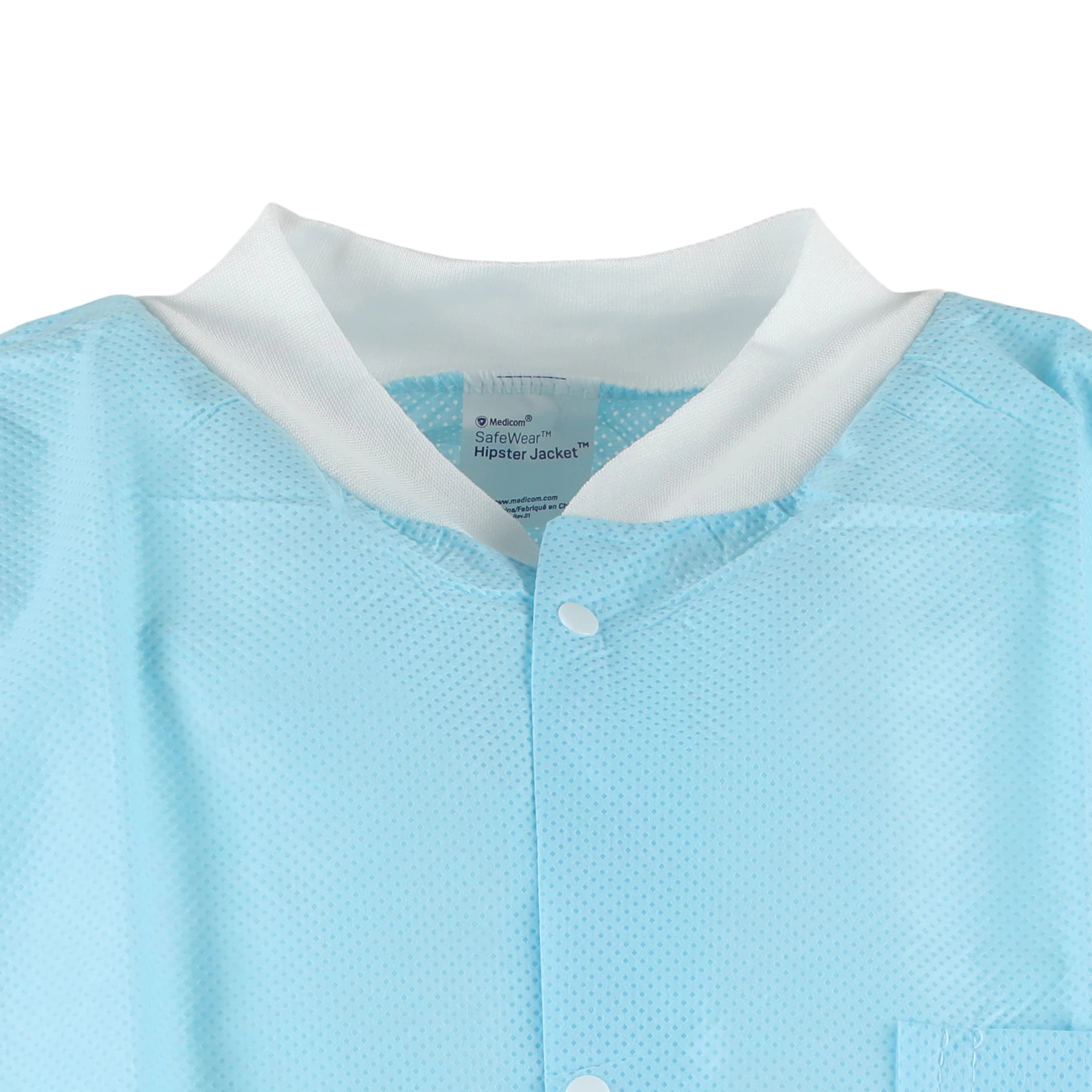 SafeWear Hipster Jacket, Medium, Soft Blue, 45 g/m2 SMS, AAMI Level 2, 12/Pk, 8104-B thumbnail 5