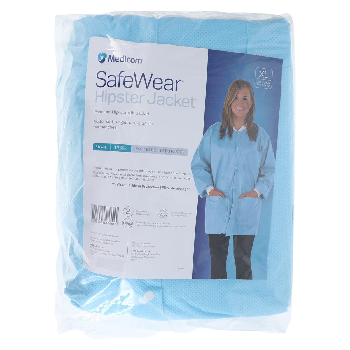 SafeWear Hipster Disposable Jacket, Extra Large, Soft Blue, 45 g/m2 SMS, 12/Pk, 8104-D thumbnail 7