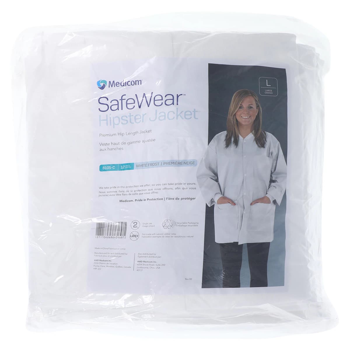 SafeWear Hipster Jacket, Large, White Frost, 45 g/m2 SMS, AAMI Level 2, 12/Pk, 8105-C thumbnail 7