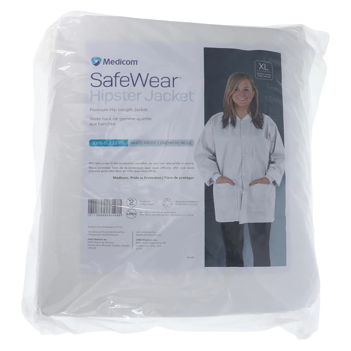 SafeWear Disposable Hipster Jacket, Extra Large, White Frost, 45 g/m2 SMS, 12/Pk, 8105-D thumbnail 7