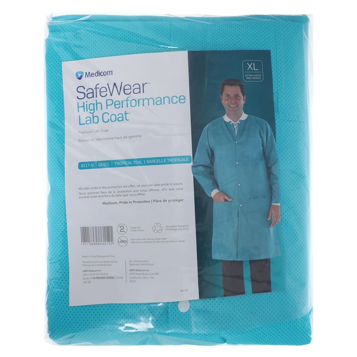 Medicom SafeWear High Performance Lab Coat, X-Large, Tropical Teal, SMS Polypropylene, 12/Bag, 8117-D thumbnail 7