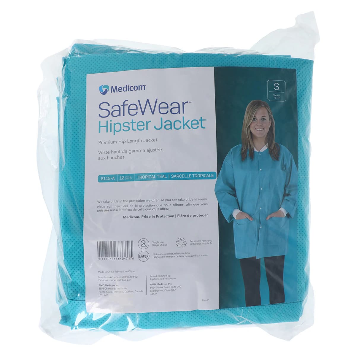 Medicom SafeWear Hipster Jacket, Small, Tropical Teal, 12/Pk, 8115A thumbnail 7