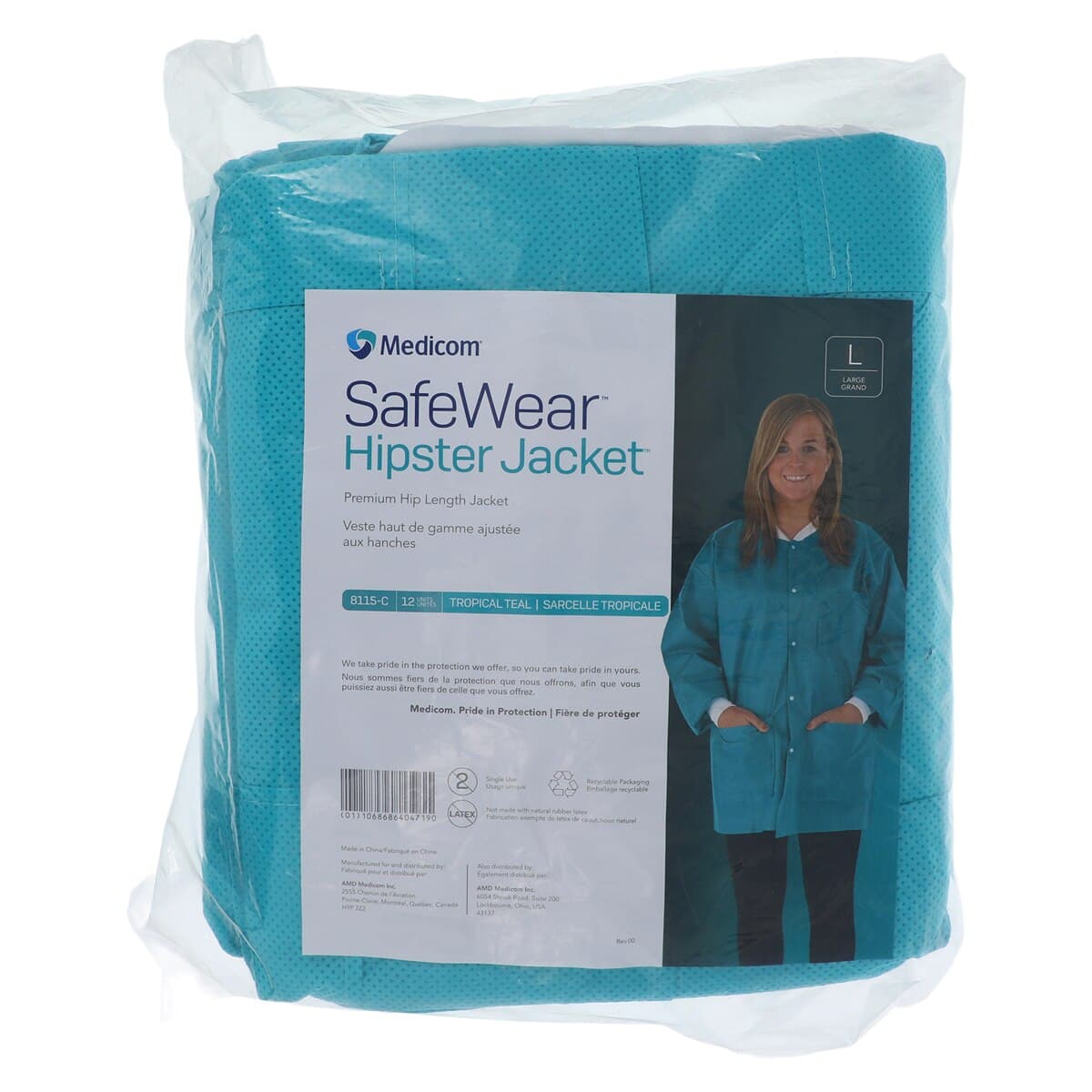 SafeWear Hipster Jacket, Large, Tropical Teal, SMS, AAMI Level 2, 12/Pk, 8115-C thumbnail 7