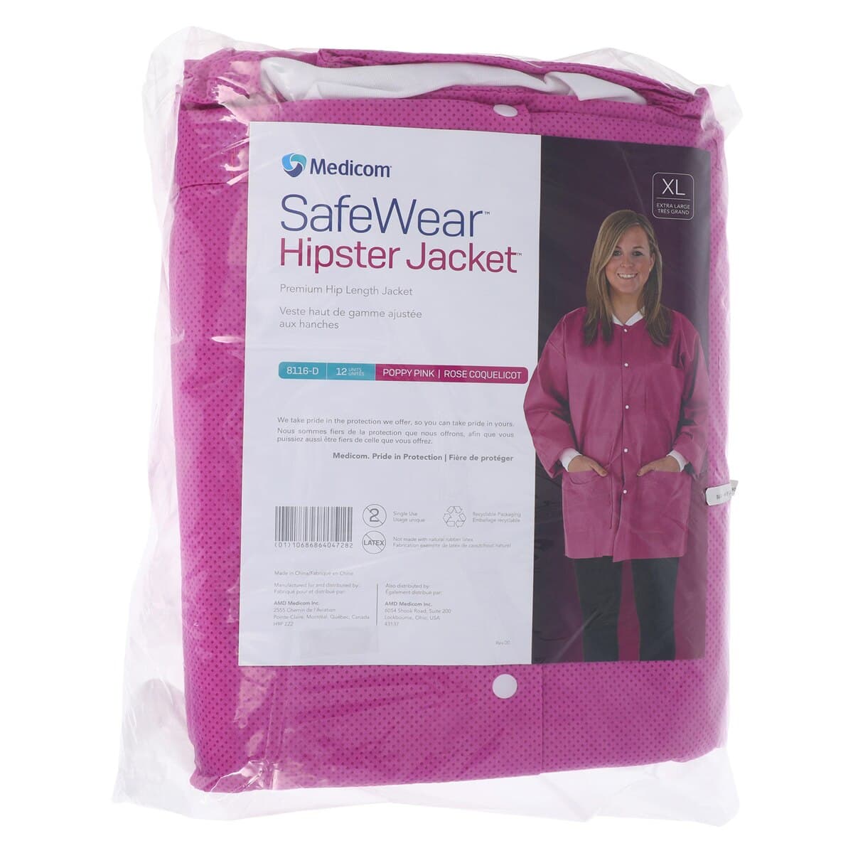 Medicom SafeWear Hipster Jacket, Poppy Pink, X-Large, 12/Pack, 8116-D thumbnail 7