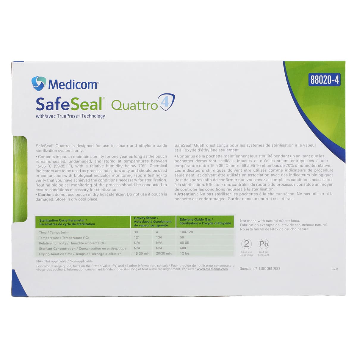 Medicom SafeSeal Quattro Self-Sealing Sterilization Pouches, 5.25" x 6.5", 200/Box, 88020-4 thumbnail 4