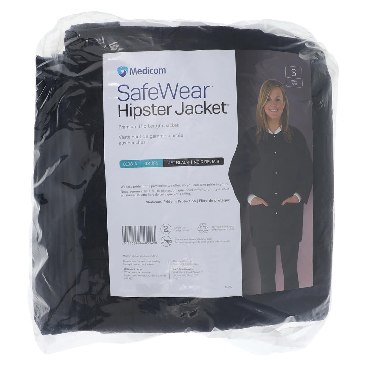 SafeWear Disposable Hipster Jacket, Small, Jet Black, 12/Pk, 8118-A thumbnail 7