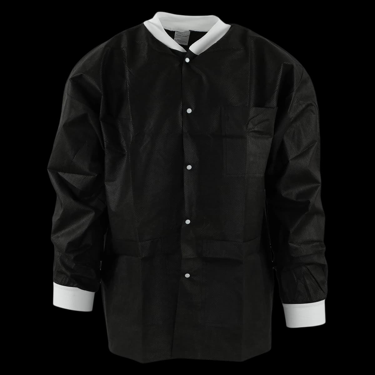 SafeWear™ Hipster Jacket, Jet Black, Medium, Latex-Free, Fluid Resistant, AAMI Level 2, 12/Pk, 8118-B - SafeWear™ Jet Black Hipster Jacket Medium Latex-Free Fluid Resistant AAMI Level 2 Pack of 12 - Image 1