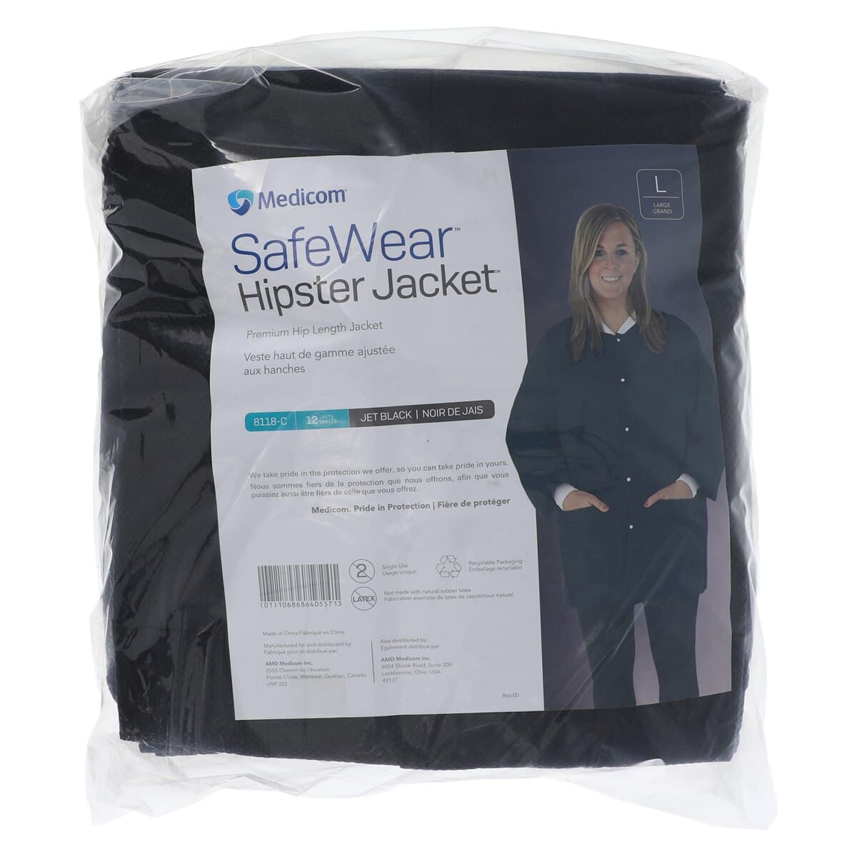 SafeWear Hipster Jacket, Large, Jet Black, 12/Pk, 8118-C thumbnail 7