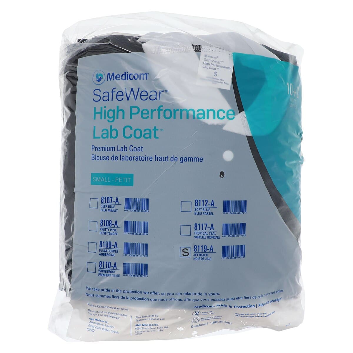 SafeWear High Performance Lab Coat, Small, Jet Black, 12/Pack, 8119-A thumbnail 7