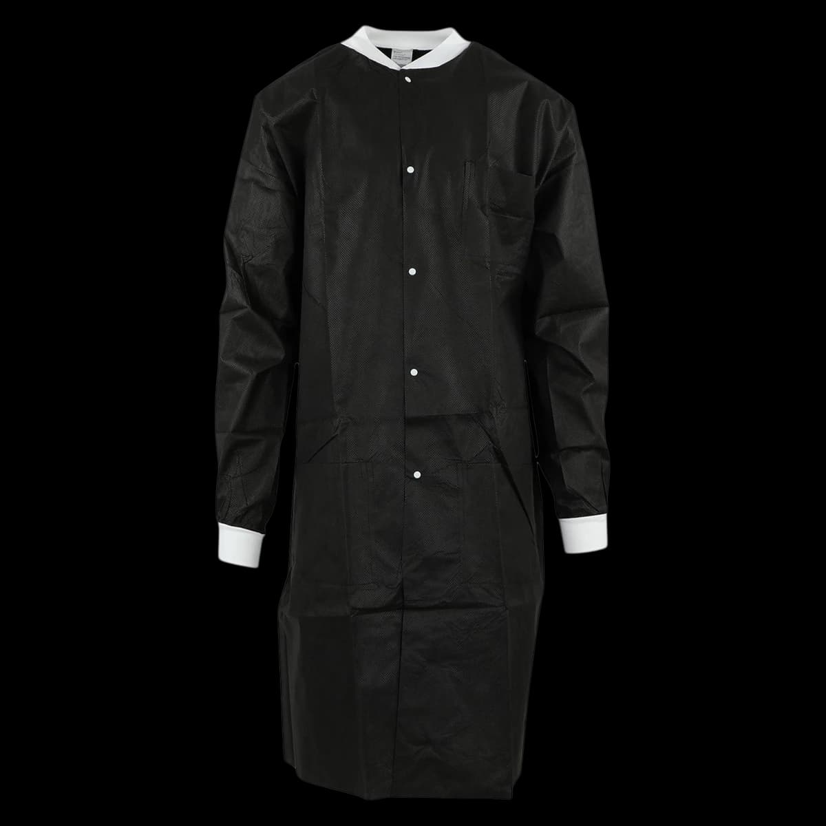 SafeWear High Performance Lab Coat, Small, Jet Black, 12/Pack, 8119-A - SafeWear™ Jet Black High Performance Lab Coat™ Small Latex-Free Fluid Resistant AAMI Level 2 Pack of 12 - Image 1