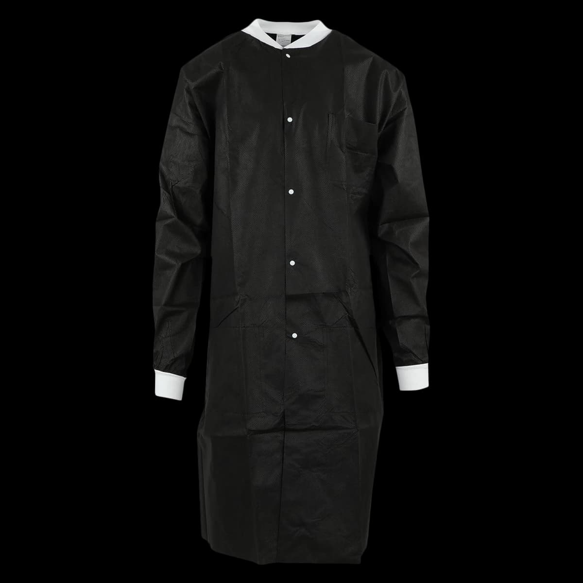 SafeWear High Performance Lab Coat, Large, Jet Black, 12/Pack, 8119-C - SafeWear™ Jet Black High Performance Lab Coat™ Large Latex-Free Fluid Resistant AAMI Level 2 Pack of 12 - Image 1