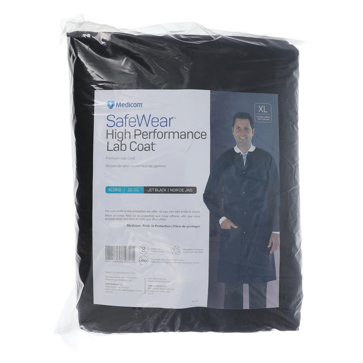 SafeWear High Performance Lab Coat, X-Large, Jet Black, 12/Pack, 8119-D thumbnail 7