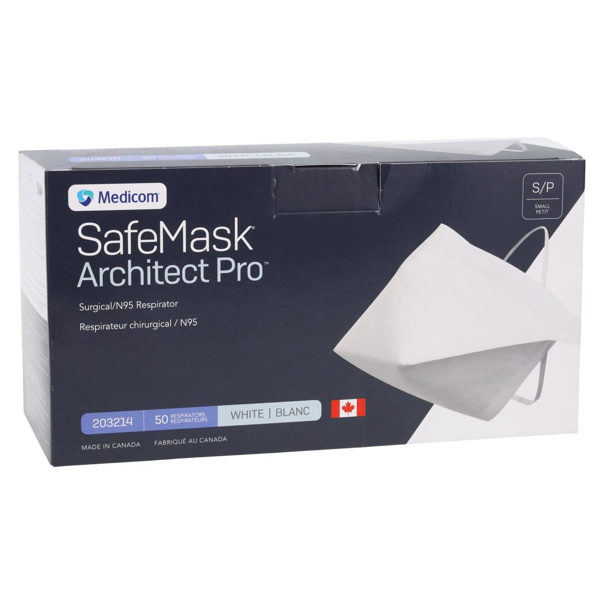 Medicom SafeMask Architect Pro N95 Surgical Respirator, Small, White, 50/Box, 203214 thumbnail 3