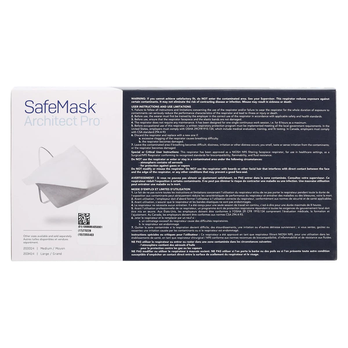 Medicom SafeMask Architect Pro N95 Surgical Respirator, Small, White, 50/Box, 203214 thumbnail 6