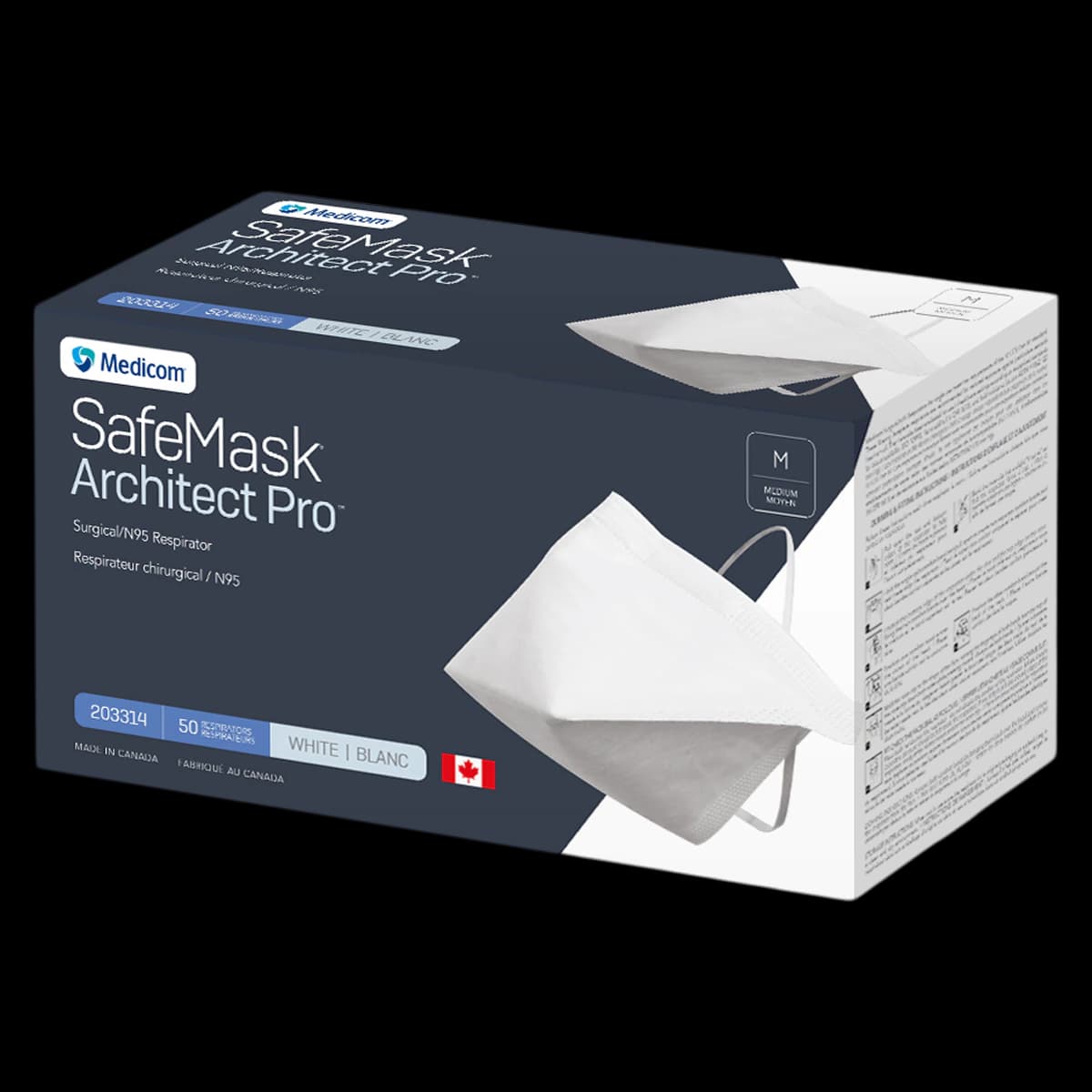 Medicom SafeMask Architect Pro N95 Surgical Respirator, Medium, White, 50/Box, 203314 thumbnail 2