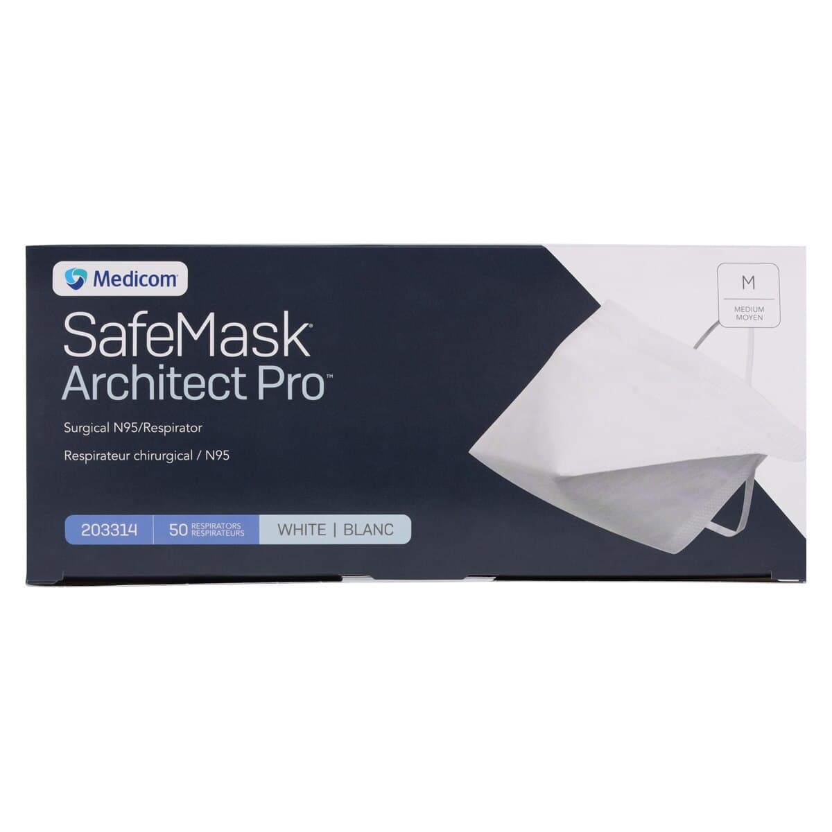 Medicom SafeMask Architect Pro N95 Surgical Respirator, Medium, White, 50/Box, 203314 thumbnail 10