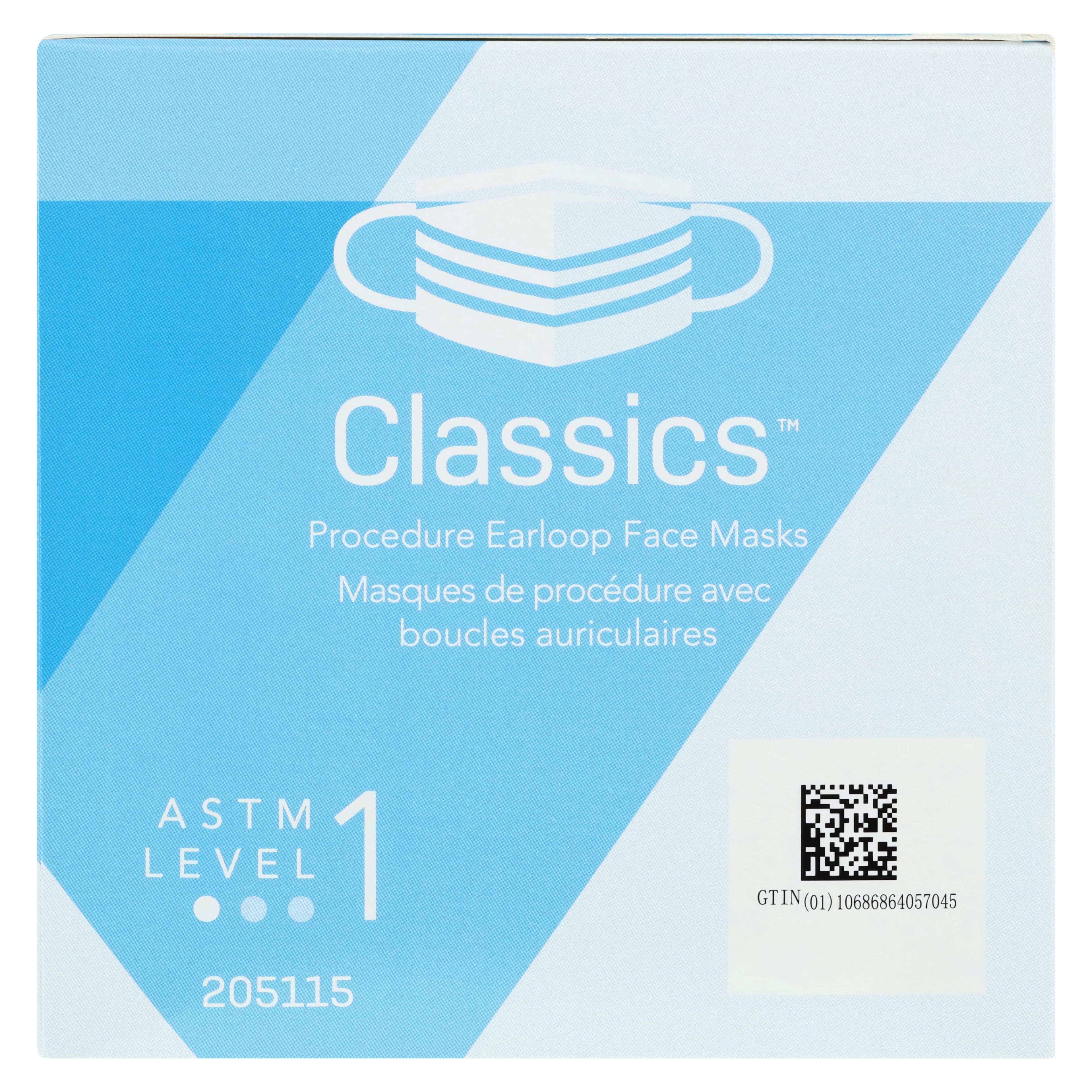 SafeMask Classics Procedure Face Mask, ASTM Level 1, Earloop, Blue, 50/Box, 205115 thumbnail 6
