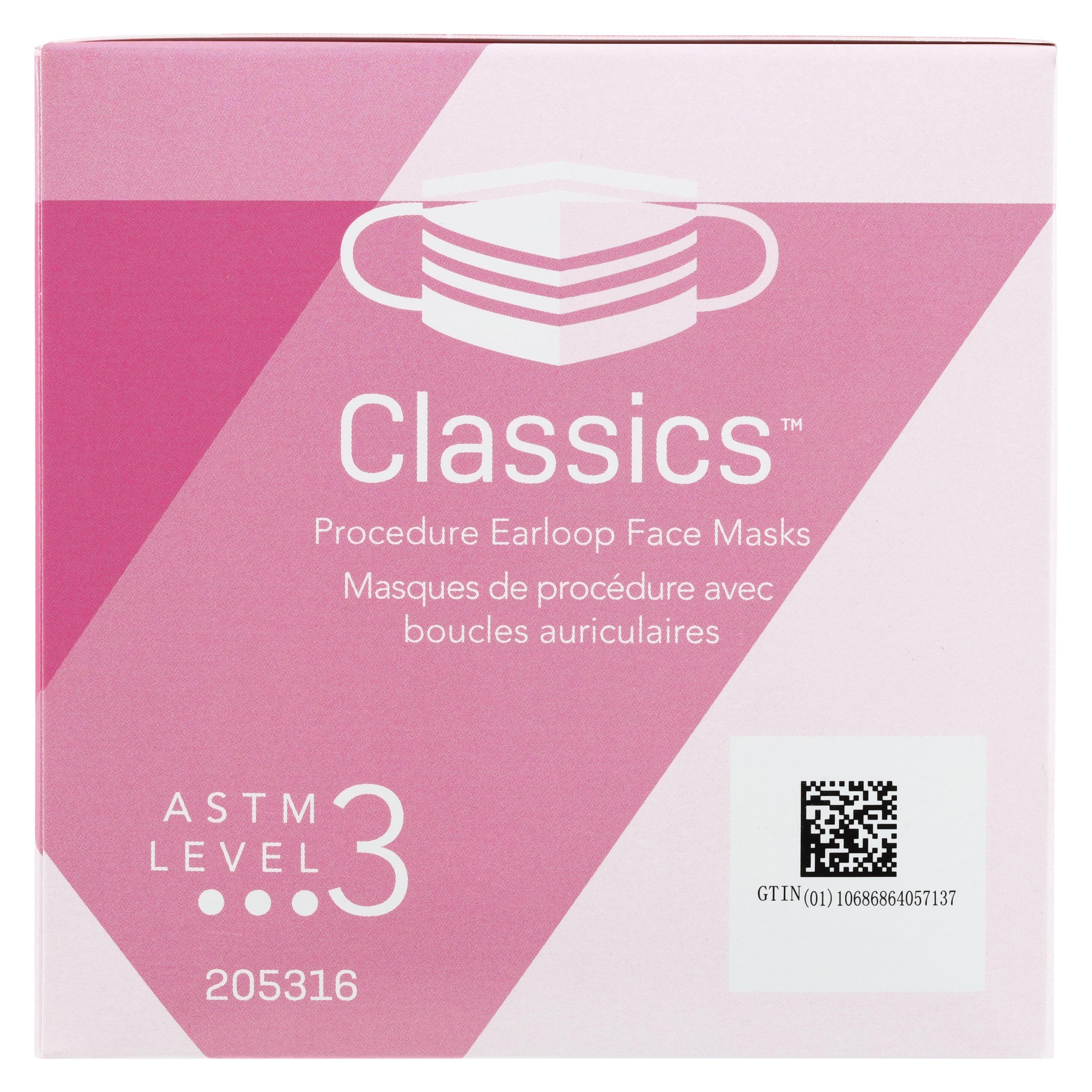 SafeMask® Classics™ Procedure Face Mask, ASTM Level 3, Earloop, Pink, 50/Box, 205316 thumbnail 4