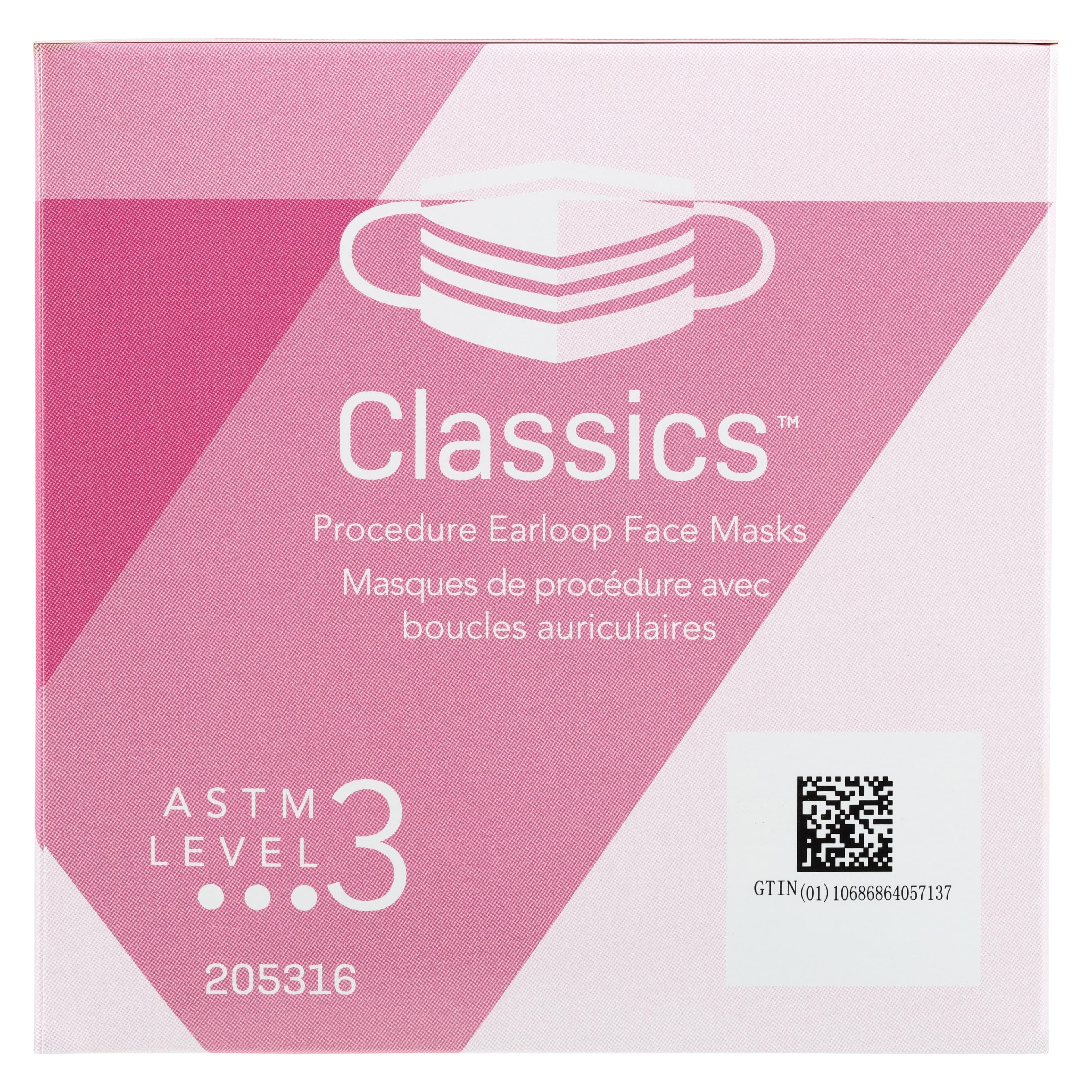 SafeMask® Classics™ Procedure Face Mask, ASTM Level 3, Earloop, Pink, 50/Box, 205316 thumbnail 6