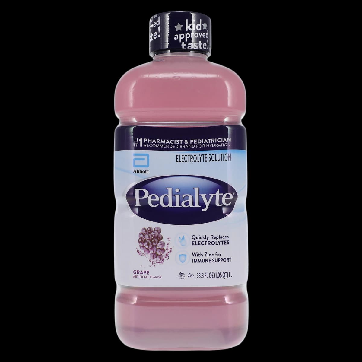 Pedialyte Grape Liquid Electrolyte Solution, 33.8 oz Bottle, 8/Case - Pedialyte Grape Liquid Retail - Image 1