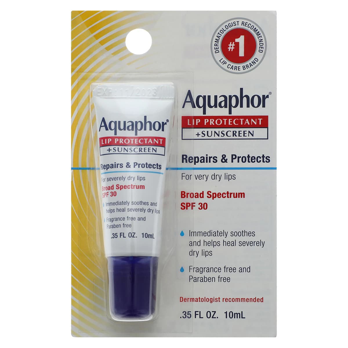 Aquaphor Lip Repair + SPF 30 Lip Balm, Unflavored, 0.14 oz Stick - Aquaphor Lip Repair + SPF 30 - Image 1