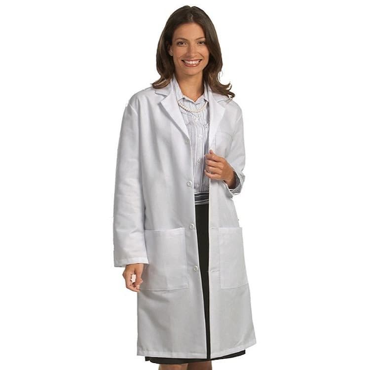 Fashion Seal Unisex White Lab Coat, 41 in, Large, 80% Polyester / 20% Cotton, 3 Pockets - Lab Coat Unisex White - Image 1