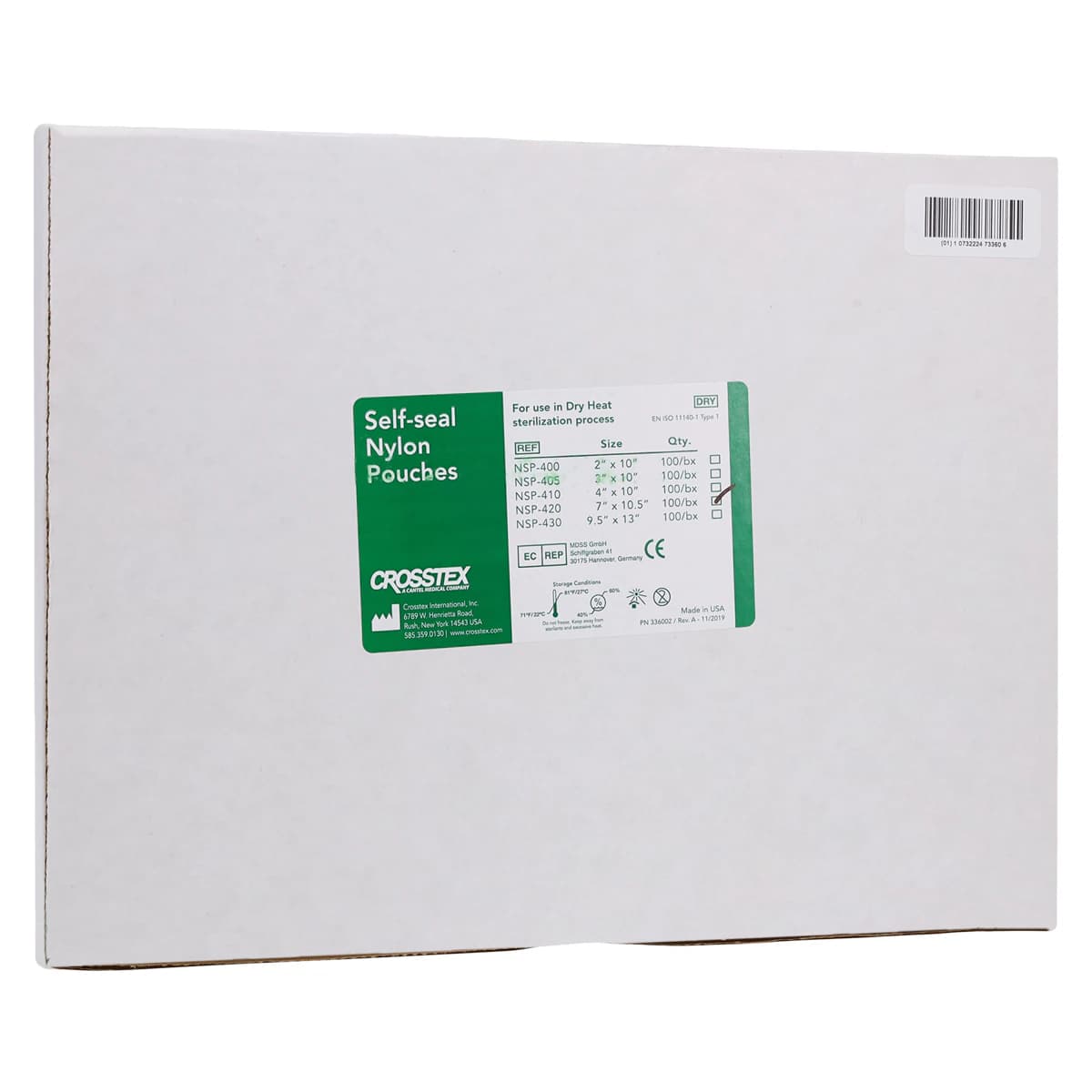 SPS Medical Nylon Self-Seal Sterilization Pouch, 7" x 10.5", Clear, Dry Heat, 100/Box, NSP-420 - Transparent Self Seal Nylon Sterilization Pouch 7" x 10.5" Box of 100 - Image 1