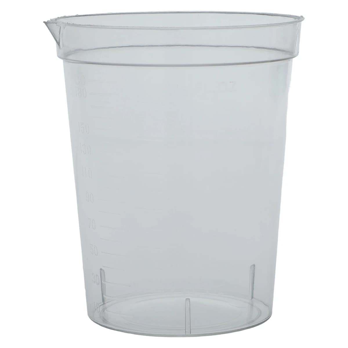 Globe Scientific Specimen Container, 6.5 oz, Polystyrene, Non-Sterile, Graduated, Pour Spout, No Closure, Clear, 25/Pk - Specimen w/o Lid PS - Image 1