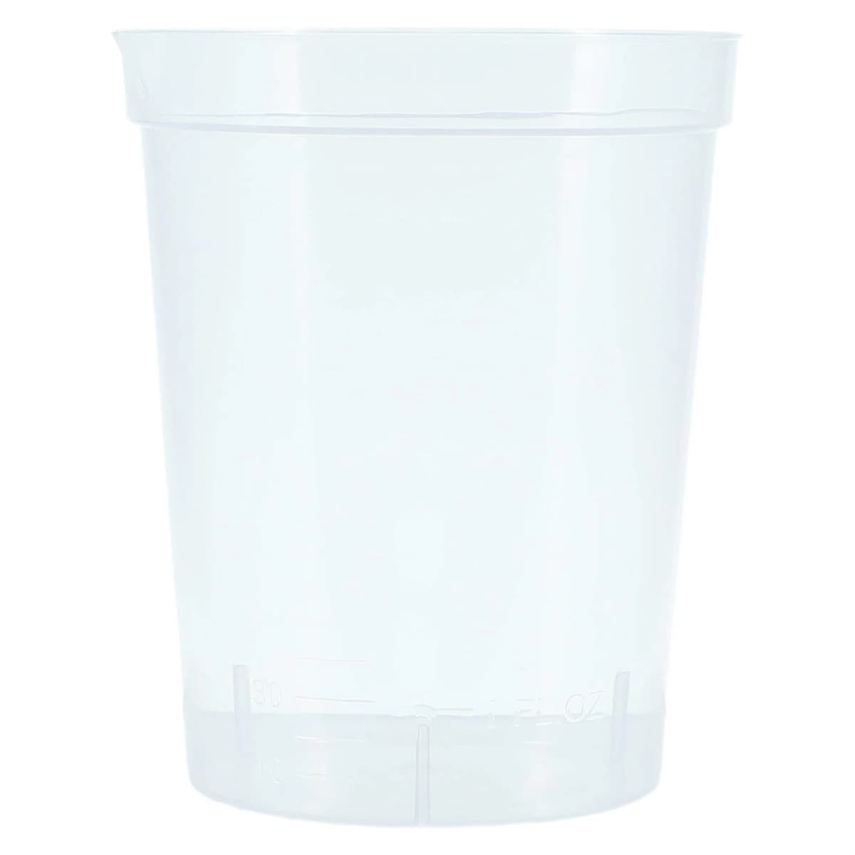 Globe Scientific Specimen Container, 6.5 oz Polypropylene, Non-Sterile, Graduated with Pour Spout, No Closure, Clear, 25/Package - Specimen Cup Polypropylene - Image 1
