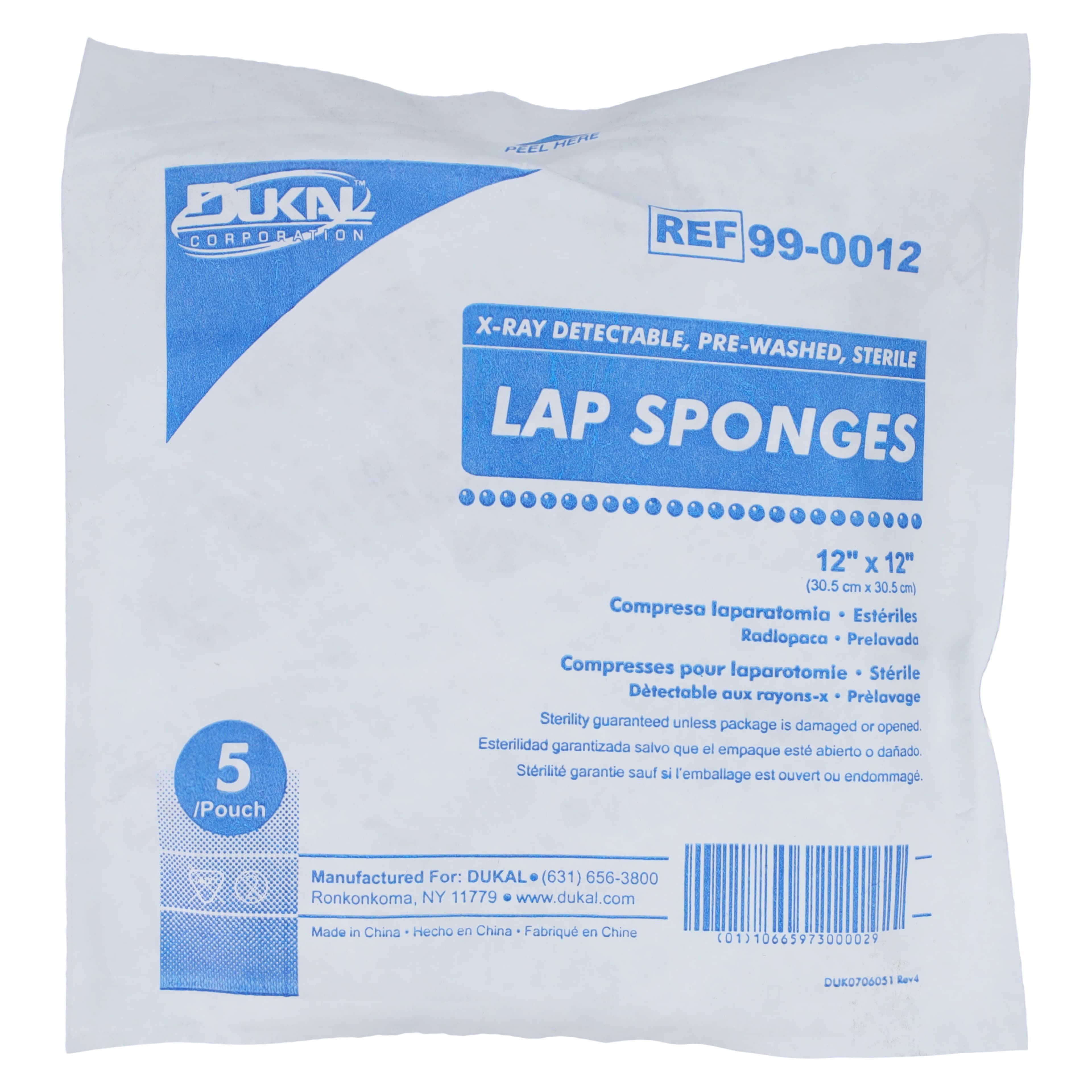 Dukal Laparotomy Sponge, Pre-Washed, Sterile, 12x12", X-Ray Detectable, Cotton - Laparotomy Sponge Prewash Ster - Image 1